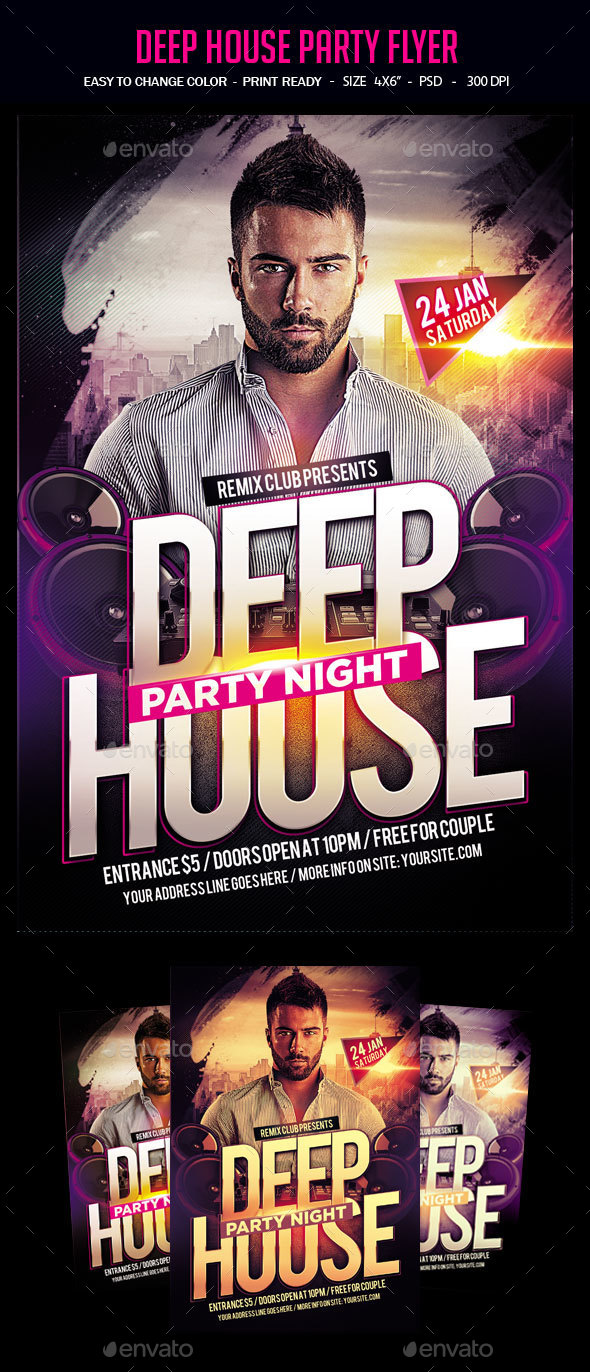 Deep House Party Flyer - Clubs & Parties Events