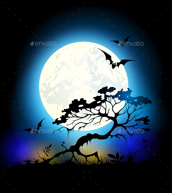 Halloween Background with Moon - Halloween Seasons/Holidays