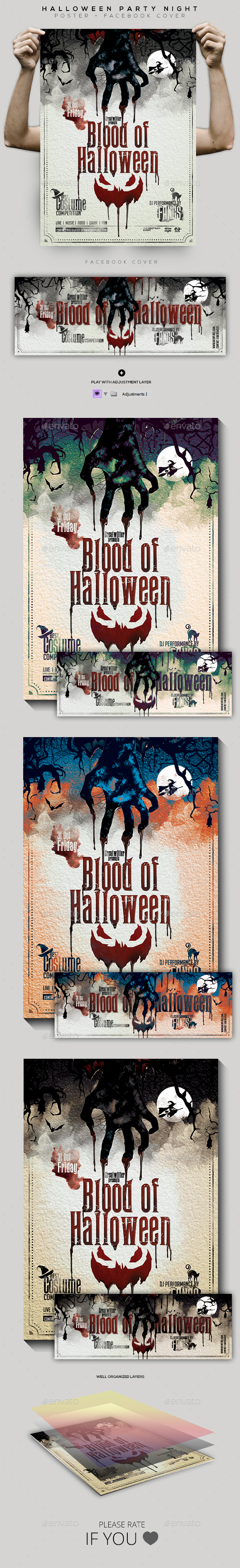 Halloween Night Flyer / Poster / Facebook Cover - Holidays Events