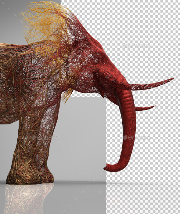 Creative Elephant Wire Colorful - Characters 3D Renders