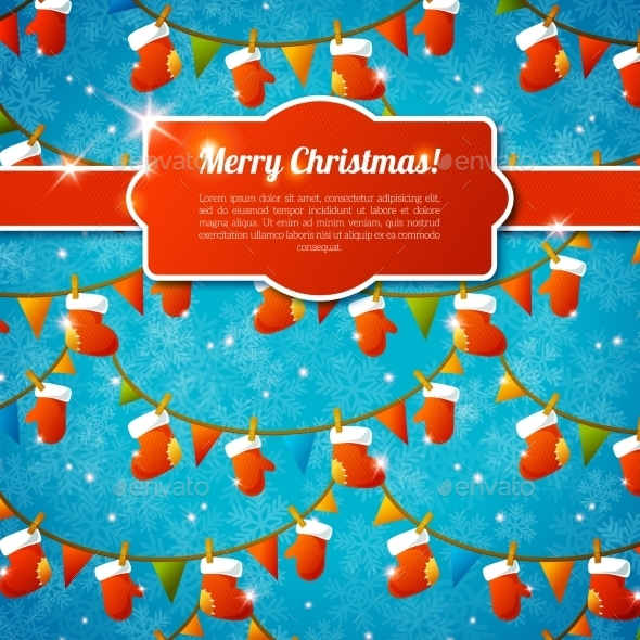 Xmas Greeting Card With Red Frame, Ribbon - Christmas Seasons/Holidays