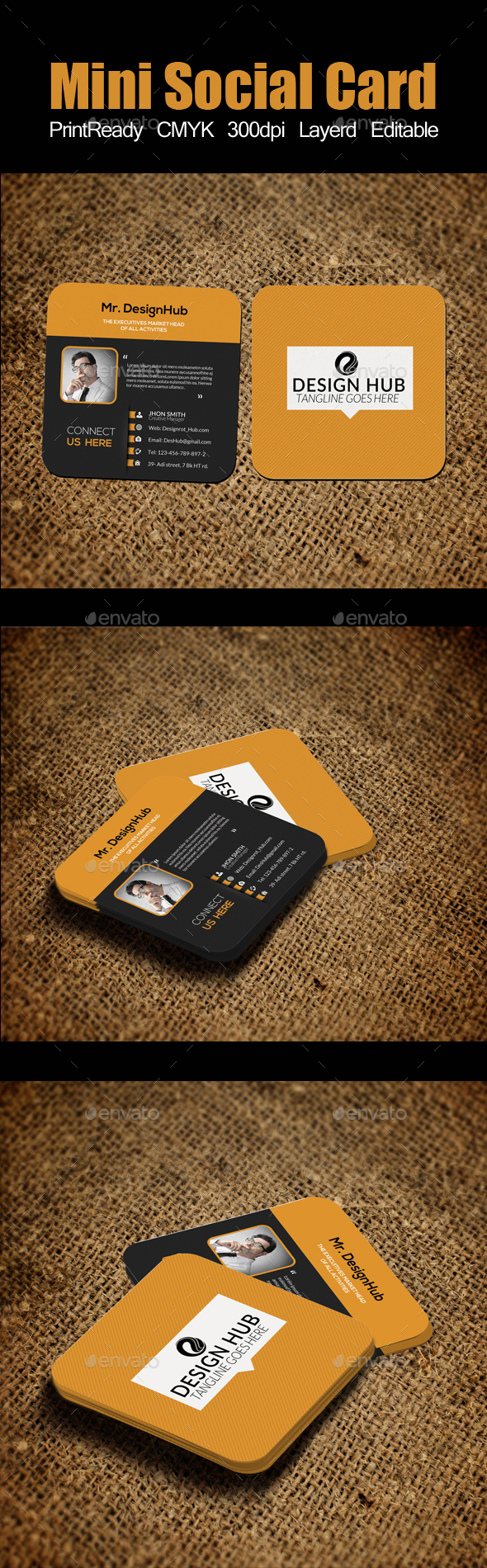 Small Social Card Template - Corporate Business Cards