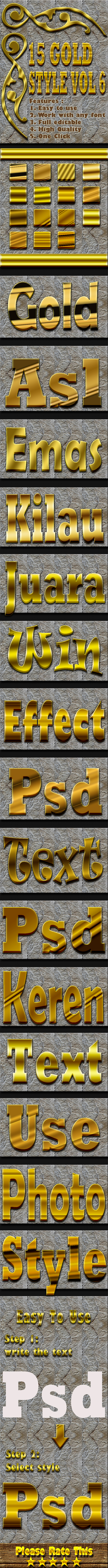 15 Gold Text Effect Style Vol 6 - Styles Photoshop