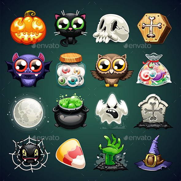 Halloween Cartoon Icons Set - Halloween Seasons/Holidays
