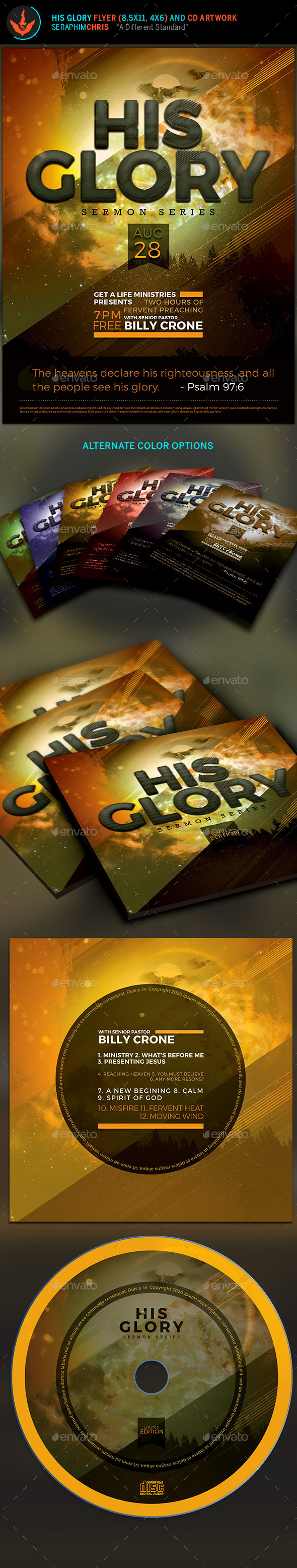 His Glory Flyer and CD Template - Clubs & Parties Events