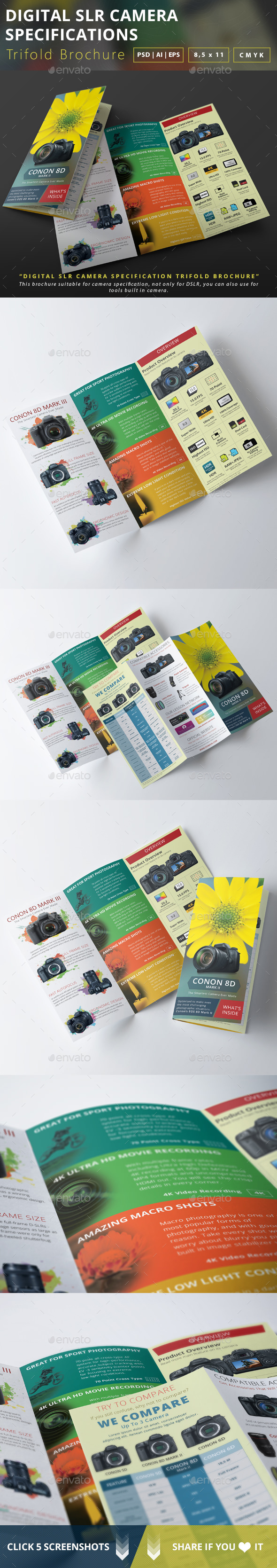 Digital Slr Camera Specifications Trifold Brochure Digital Slr Camera Specifications Trifold Brochure