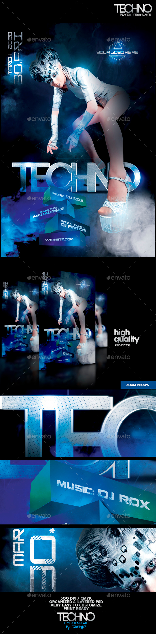 Techno Flyer Template - Clubs & Parties Events