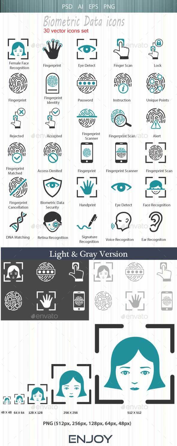 Biometric Authentication Icons - Web Icons