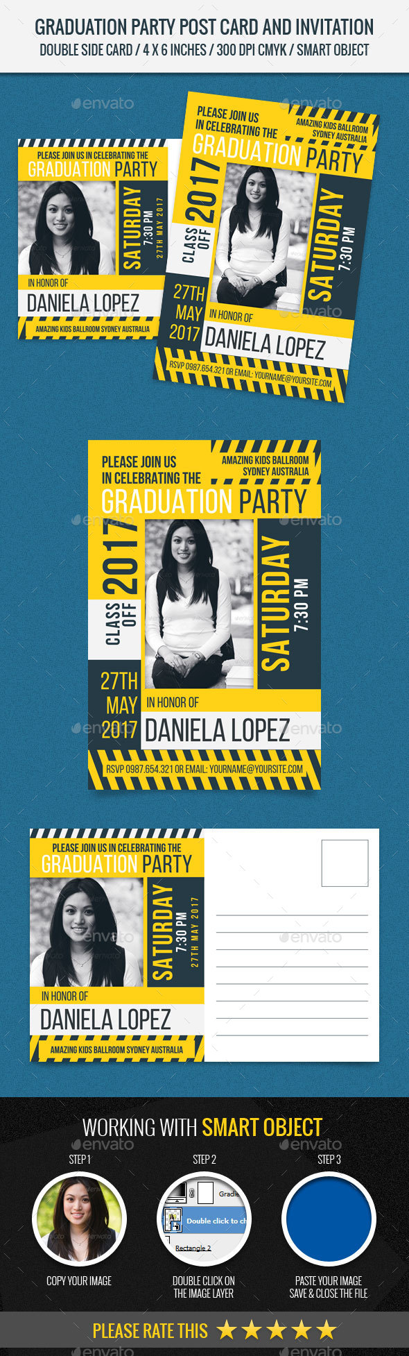 Graduation Party Post Card Template - Cards & Invites Print Templates