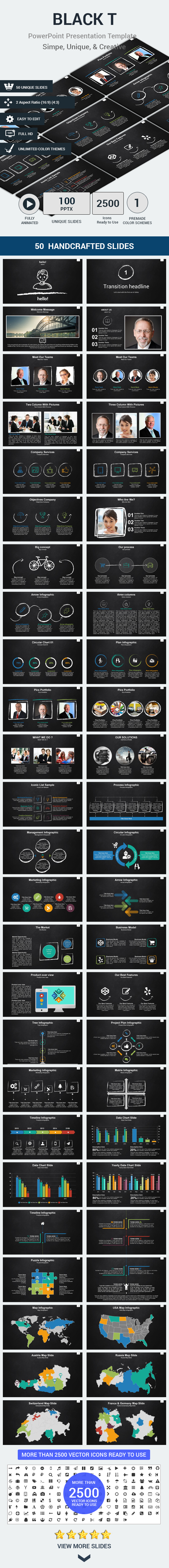 Black T Presentation Template - Business PowerPoint Templates