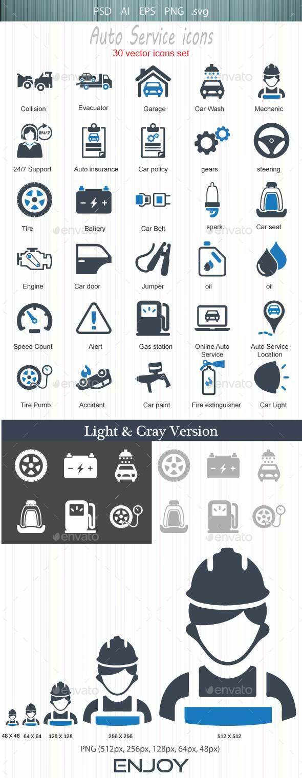 Auto Service Icons - Web Icons