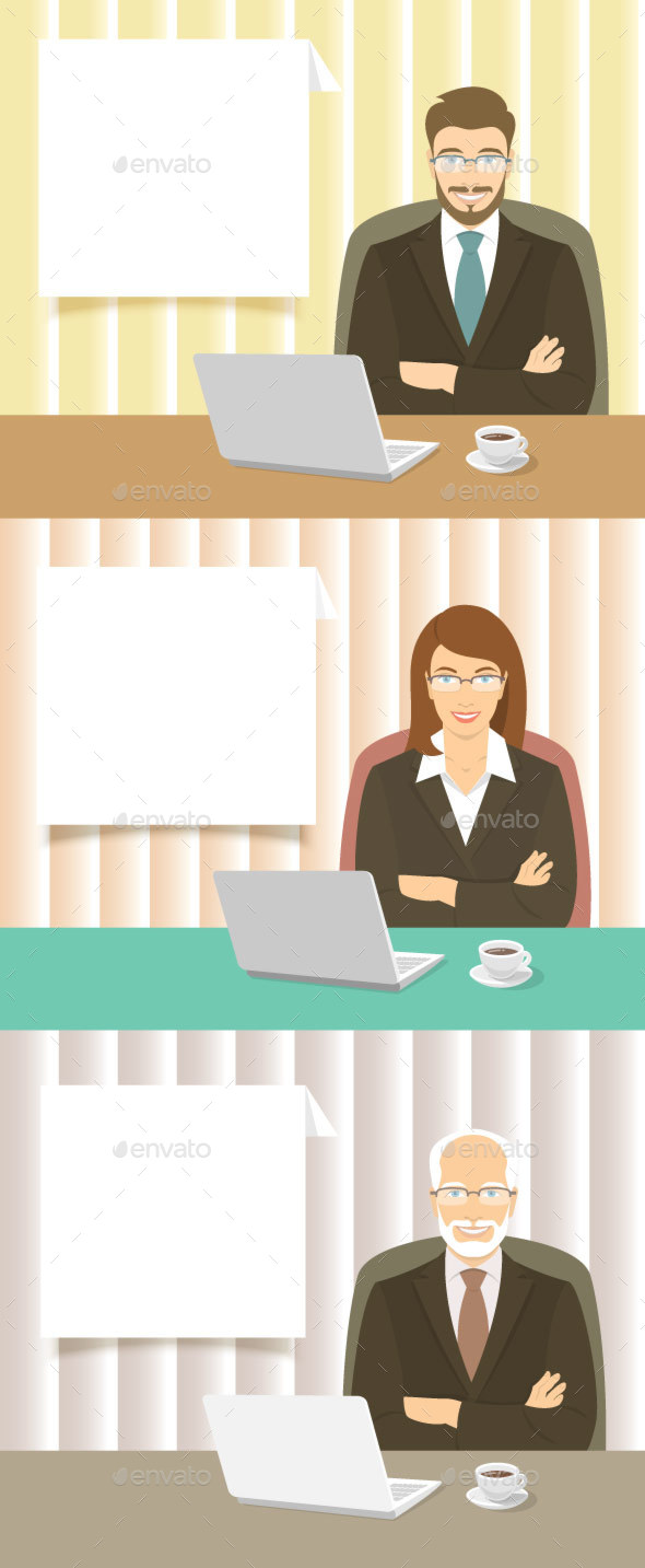 Businessman and Woman at the Office Desk Businessman and Woman at the Office Desk