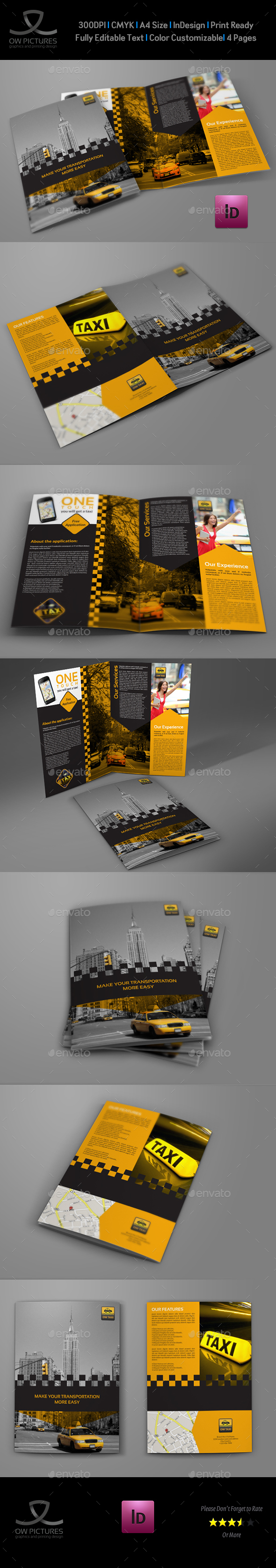 Taxi Services Bi-Fold Brochure Template - Brochures Print Templates