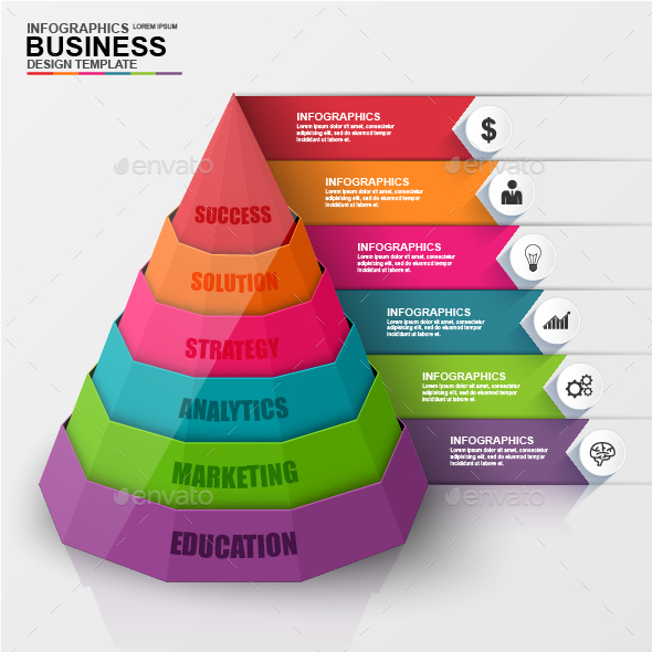 Abstract 3D Digital Business Pyramid Infographic - Infographics