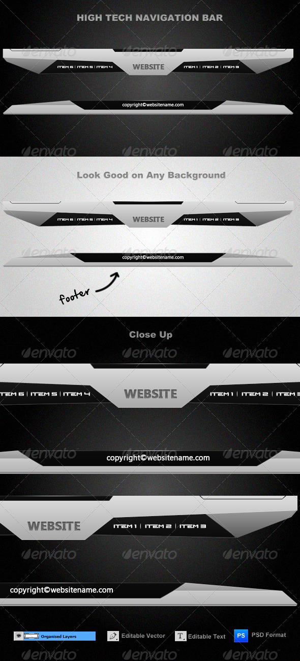 High-Tech Navigation Bar - Navigation Bars Web Elements