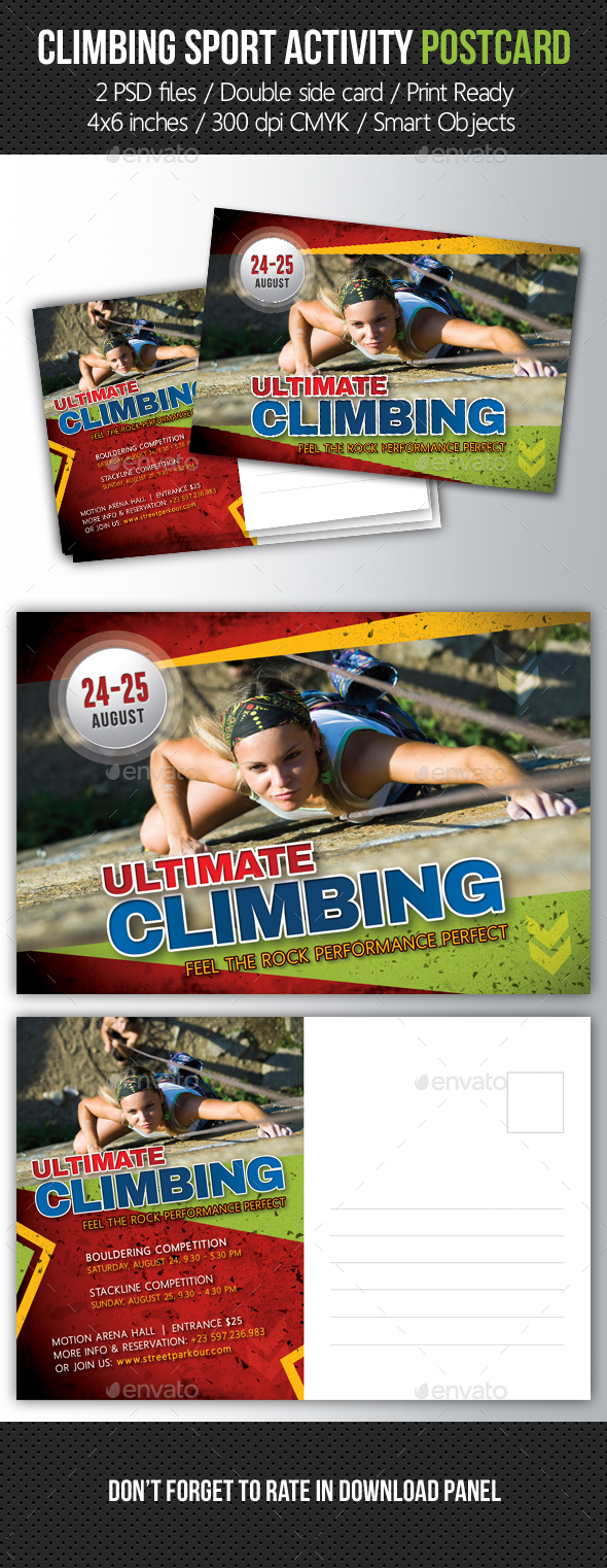 Climbing Sport Activity Postcard Template - Invitations Cards & Invites