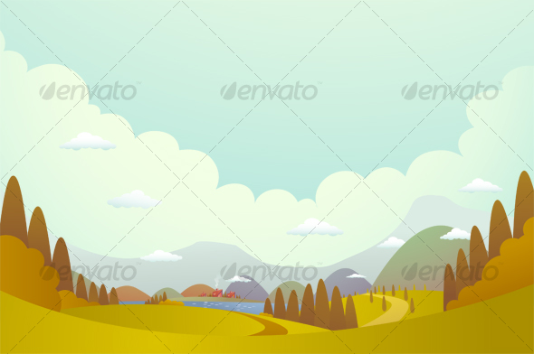 Hill and villages - Backgrounds Graphics