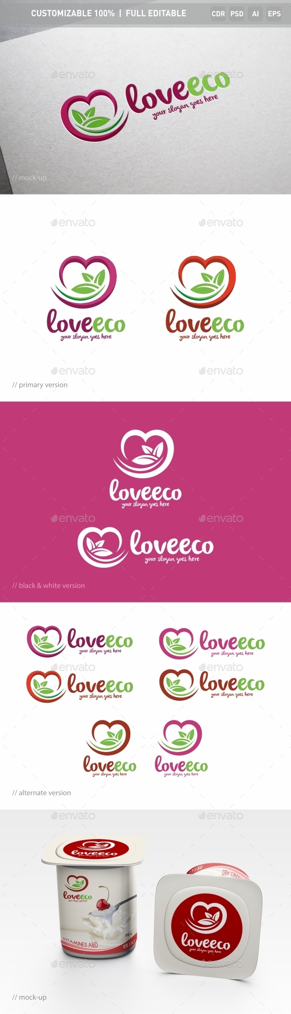 Love Eco Logo Template - Nature Logo Templates