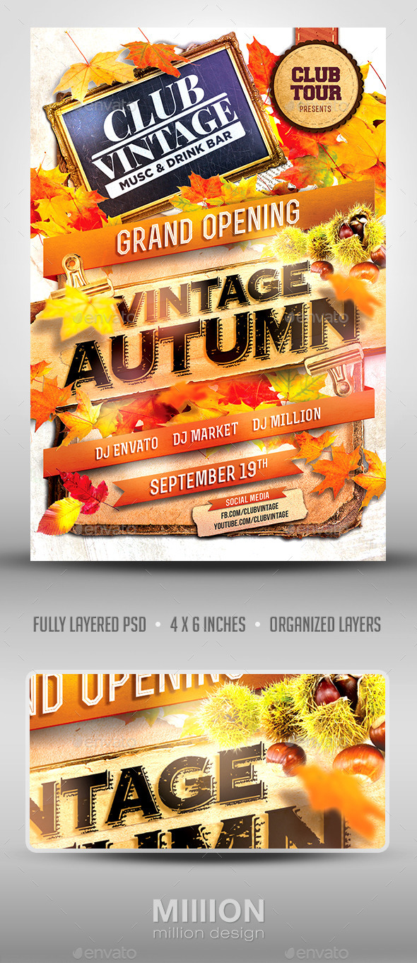 Vintage Autumn Party Flyer Vintage Autumn Party Flyer