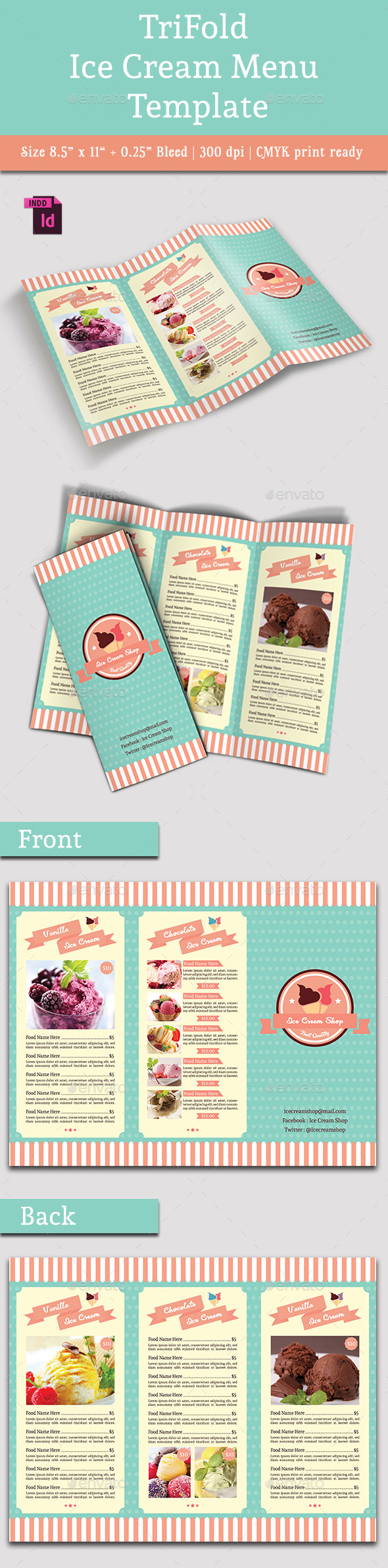 TriFold Ice  Cream  Menu  Template Vol 2 by avindaputri 