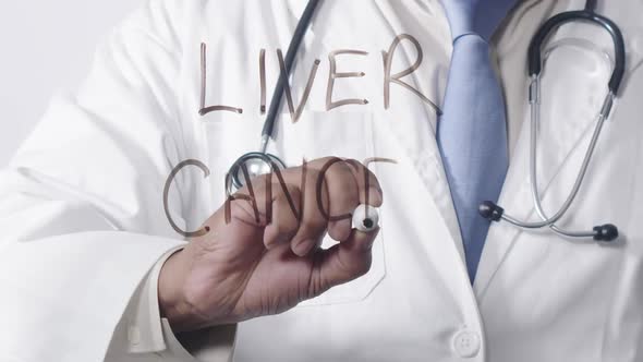 Asian Doctor Writing Liver Cancer