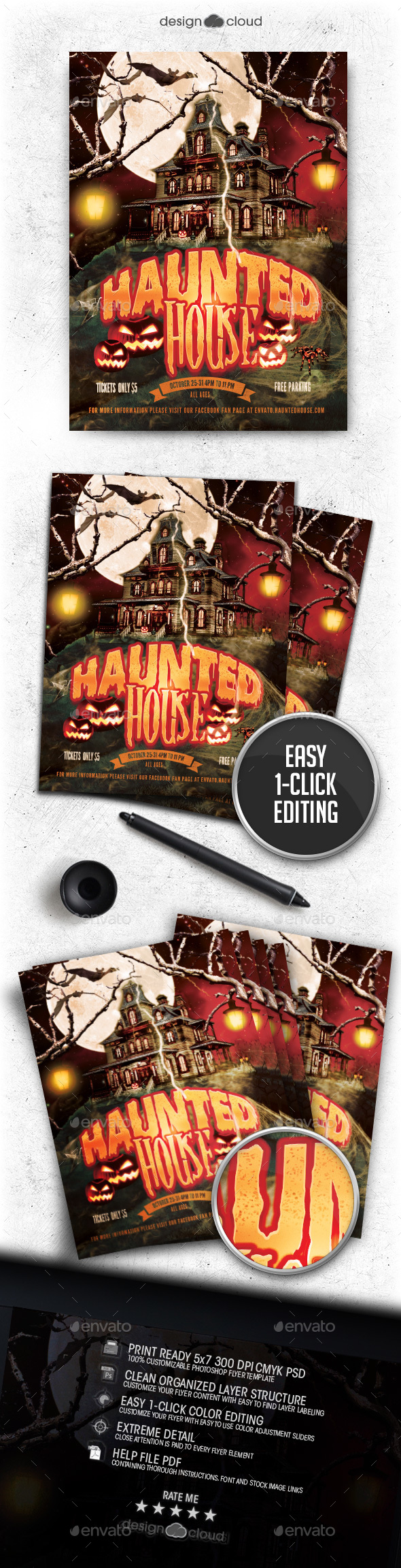 Haunted House Flyer Template - Holidays Events