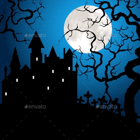 Halloween Card with Castle - Halloween Seasons/Holidays