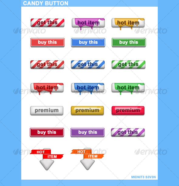 Candy Button Pack #1 - Buttons Web Elements