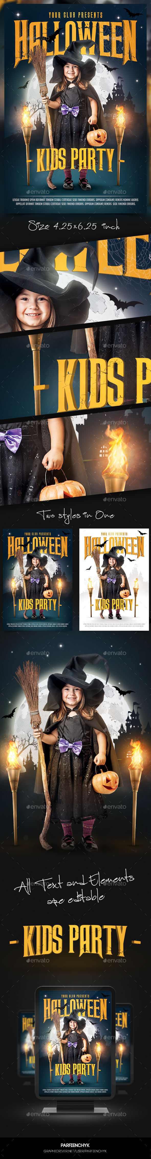 Kids Halloween Flyer Template - Clubs & Parties Events