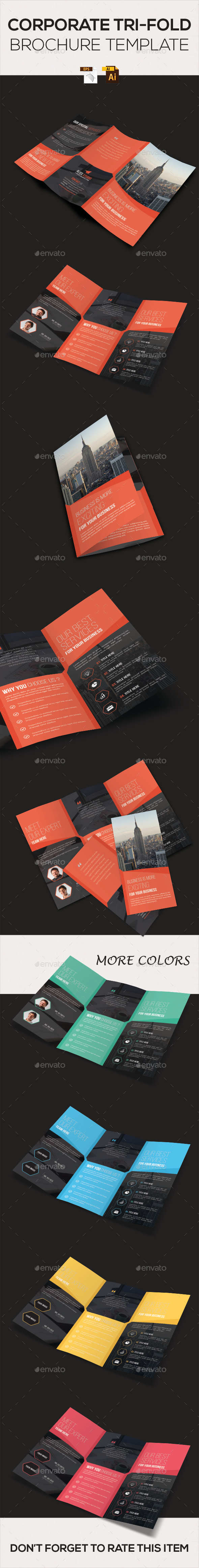 Corporate Tri-Fold Brochure Template - Corporate Brochures