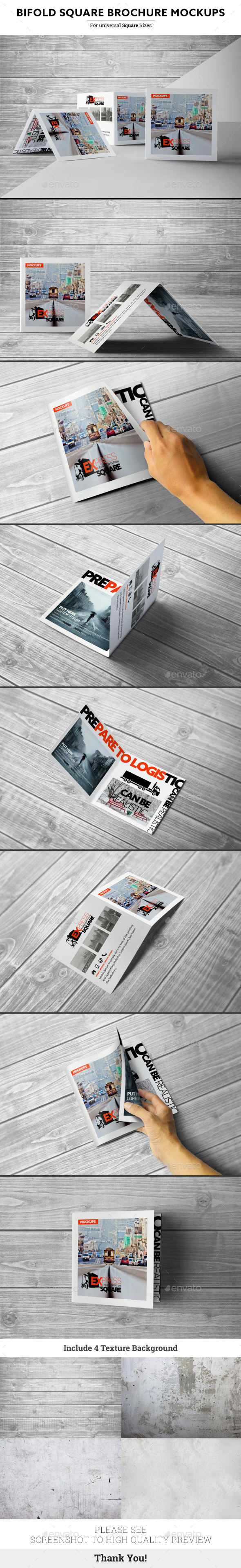 Bifold Square Brochure Mockups - Product Mock-Ups Graphics