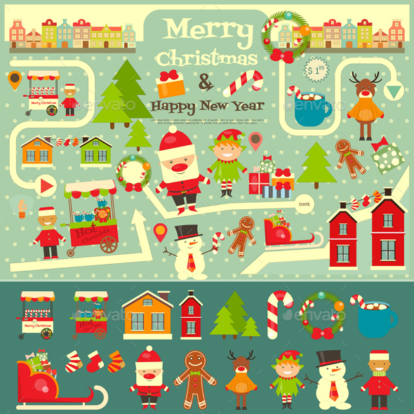 Set of Cute Christmas Character - Christmas Seasons/Holidays