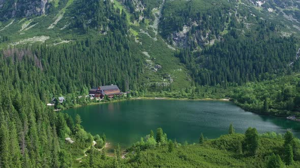 Aerial view of Popradske pleso in Tatras, Slovakia alt