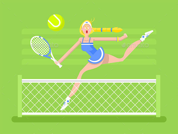 Cartoon Character Woman Tennis Player Cartoon Character Woman Tennis Player