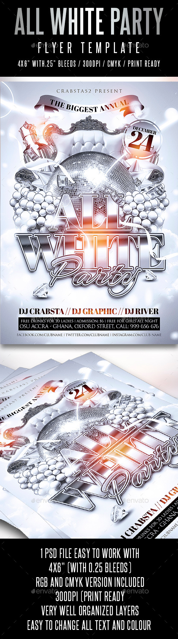 All White Party Flyer Template - Flyers Print Templates