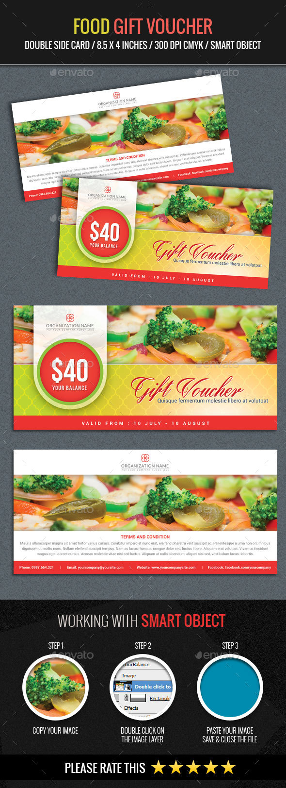 Food Gift Voucher Template - Loyalty Cards Cards & Invites