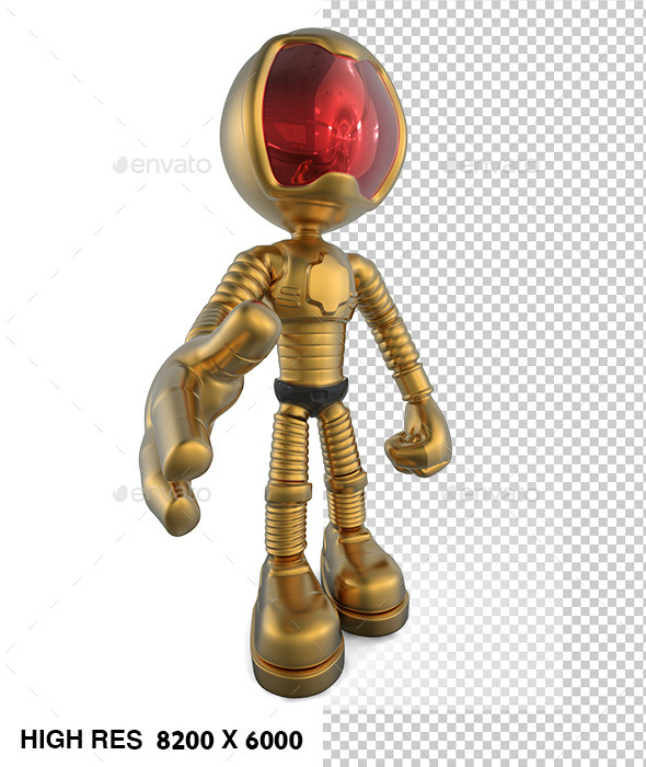 3D Golden Astronaut Help - Characters 3D Renders