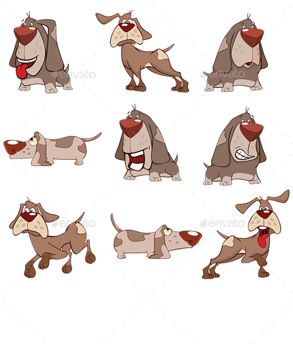 Set of Cute Cartoon Dogs for you Design Set of Cute Cartoon Dogs for you Design
