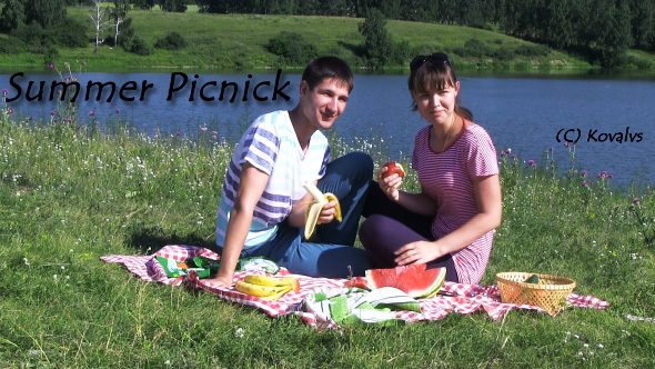 Happy Couple Have Picnic Outdoor