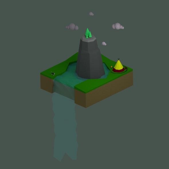 Low Poly Waterfall - 3Docean 13077729