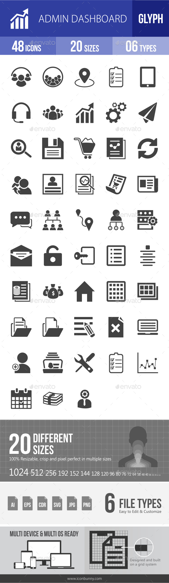 Admin Dashboard Glyph Icons - Icons