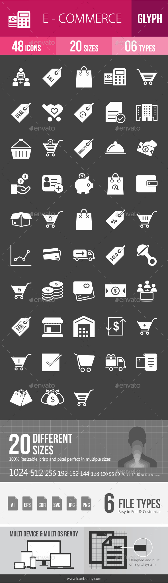 Ecommerce Glyph Inverted Icons - Icons