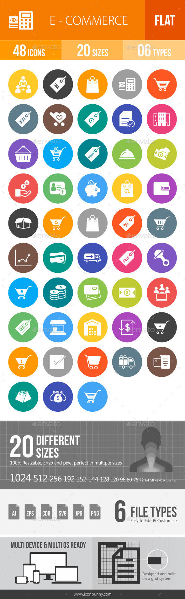 Ecommerce Flat Round Icons - Icons