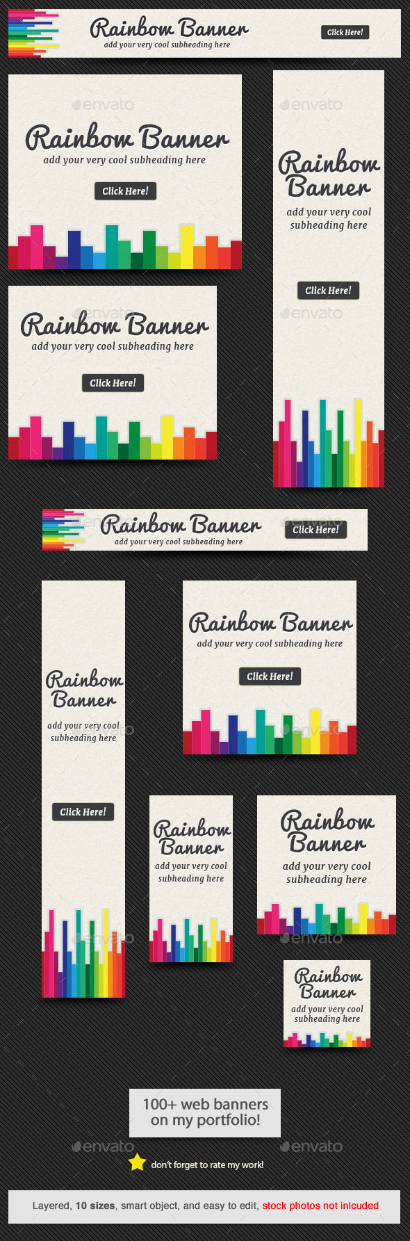 Rainbow Web Banner - Banners & Ads Web Elements