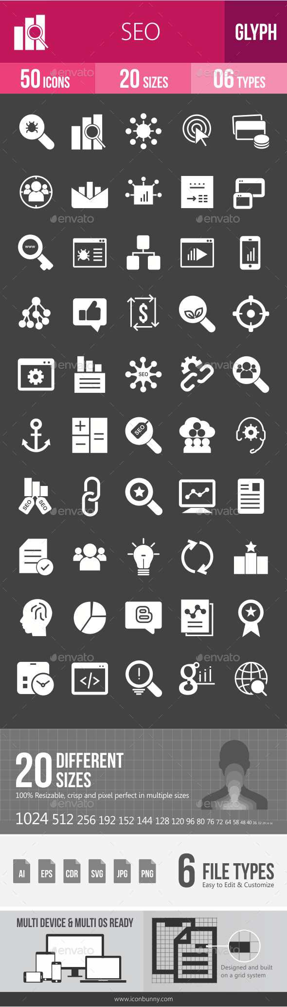 SEO Glyph Inverted Icons - Icons