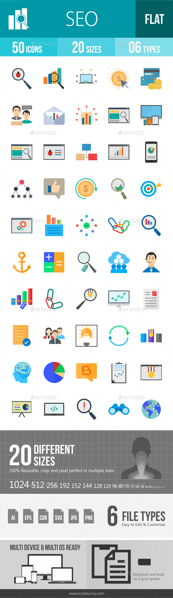 SEO Flat Multicolor Icons - Icons