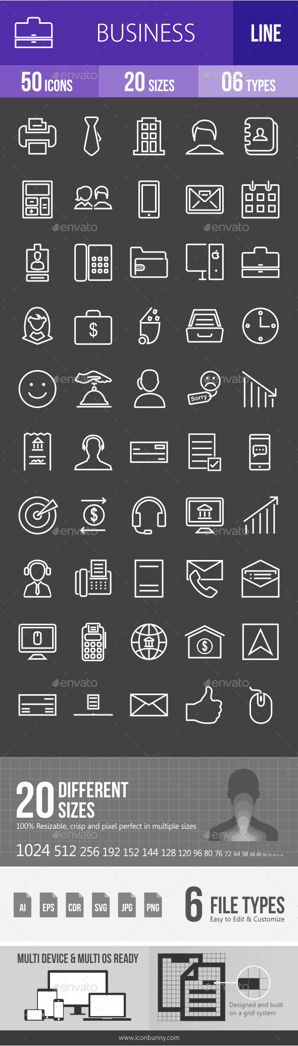 Business Line Inverted Icons - Icons