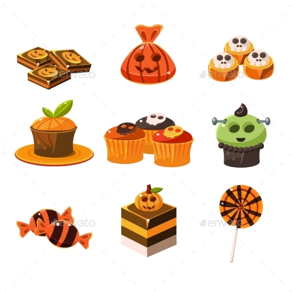 Colorful Halloween Sweets Vector Illustration Colorful Halloween Sweets Vector Illustration