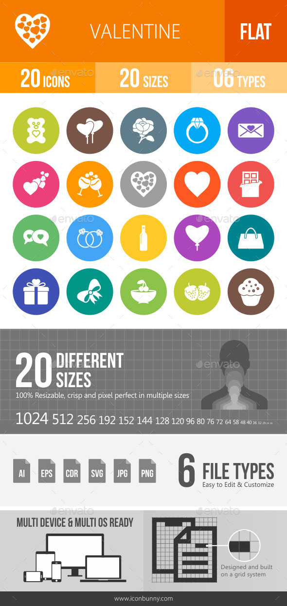 Valentine Flat Round Icons - Icons