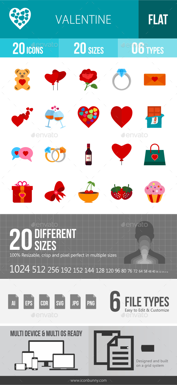 Valentine Flat Multicolor Icons Valentine Flat Multicolor Icons